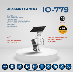 IO-779 | 4MP Ultra HD 4G Solar Çift Kamera 12W Güneş Panelli (12000mAh Pil)