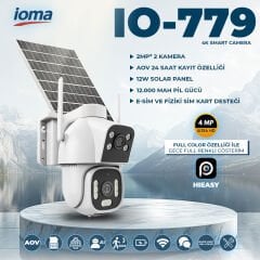 IO-779 | 4MP Ultra HD 4G Solar Çift Kamera 12W Güneş Panelli (12000mAh Pil)