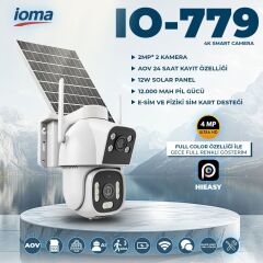 IO-779 | 4MP Ultra HD 4G Solar Çift Kamera 12W Güneş Panelli (12000mAh Pil)
