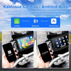 IO-RP13W12A Motosiklet Navigasyon ve Kayıt Sistemi – 7'' Ekran | 1080P Çift Kamera | Kablosuz CarPlay & Android Auto | Dual Bluetooth 5.0 | Wi-Fi | IPS Dokunmatik Ekran