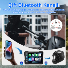 IO-RP13W12A Motosiklet Navigasyon ve Kayıt Sistemi – 7'' Ekran | 1080P Çift Kamera | Kablosuz CarPlay & Android Auto | Dual Bluetooth 5.0 | Wi-Fi | IPS Dokunmatik Ekran