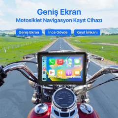 IO-RP13W12A Motosiklet Navigasyon ve Kayıt Sistemi – 7'' Ekran | 1080P Çift Kamera | Kablosuz CarPlay & Android Auto | Dual Bluetooth 5.0 | Wi-Fi | IPS Dokunmatik Ekran