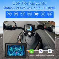 IO-RP13W12A Motosiklet Navigasyon ve Kayıt Sistemi – 7'' Ekran | 1080P Çift Kamera | Kablosuz CarPlay & Android Auto | Dual Bluetooth 5.0 | Wi-Fi | IPS Dokunmatik Ekran