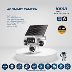 IO-RA42G8A 4G Solar Akıllı Güvenlik Kamerası – 16MP Ultra HD, 4x4MP Lens, Çift 7W Panel, 16000mAh