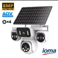 IO-RA42G8A 4G Solar Akıllı Güvenlik Kamerası – 16MP Ultra HD, 4x4MP Lens, Çift 7W Panel, 16000mAh