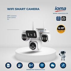 IO-RP42W12A WiFi Akıllı Kamera – 16MP Ultra HD, 4×4MP Lens, 12V Besleme, AI Destekli