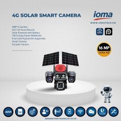 IO-RP24J4G 4G Solar Akıllı Kamera – 16MP Ultra HD, 4×4MP Lens, Çift 7W Panel, 16000mAh, Fiziksel SIM Destekli