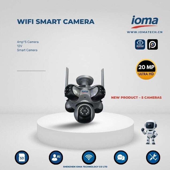 IO-WQQ873B-DH-4E WiFi Smart Kamera – 20 MP Ultra HD, 5 Kameralı, AI Destekli Güvenlik Sistemi