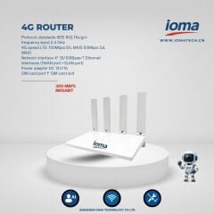 IO-SR300M 4G Router – LTE 150Mbps, 2.4GHz WiFi, 4×Ethernet Port, SIM Kart Destekli