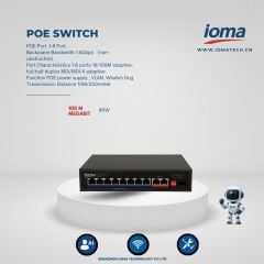 IO-SF802E 8 Port PoE Switch – 100Mbps, 96W Toplam Güç, VLAN & Watchdog Destekli