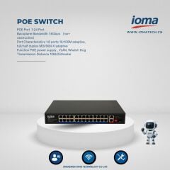 IO-SF24021G 24 Port PoE Switch – 100Mbps, VLAN & Watchdog, 250m Long Range, 1.6Gbps Backplane