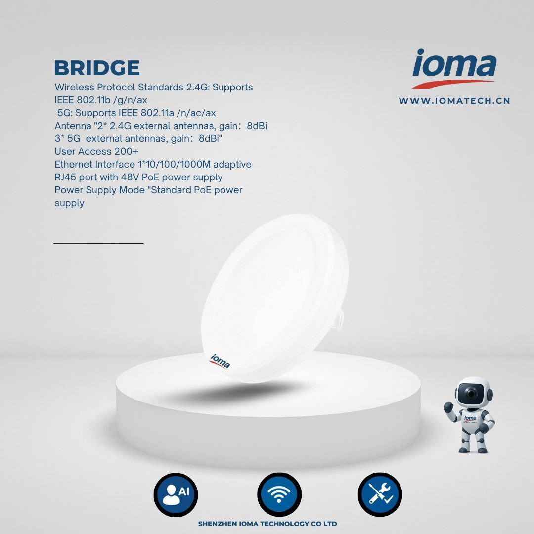 IO-BS900G Wireless Bridge – Dual-Band AX Destekli, Gigabit Port, 8dBi Anten, PoE Beslemeli